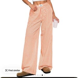 Women's Orange Gingham Pants